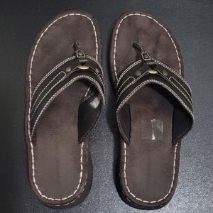 VTG 90s Lower East‎ Side Dark Brown Chunky Slide Flip Flop Sandals Women's 9